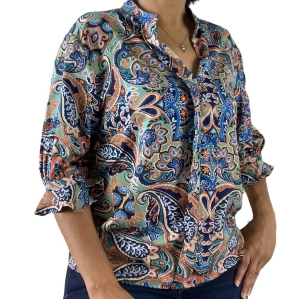 NWT Moon Orchid Paisley Print Blouse, S